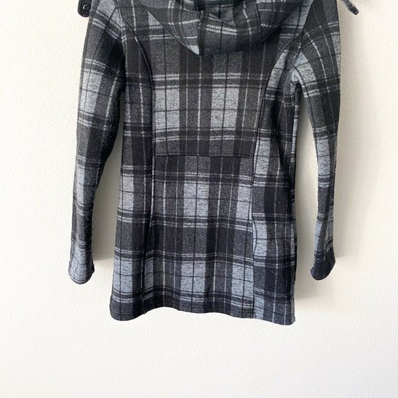 Madden Girl Black And Gray Plaid Fuzzy Fleece Trim - Picture 7 of 7